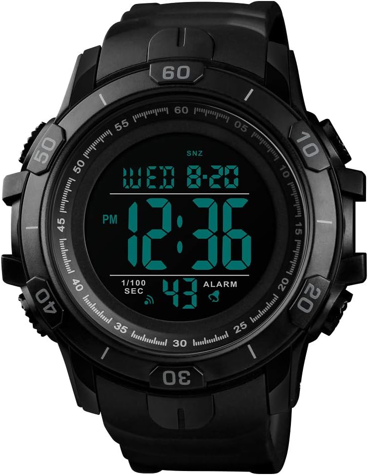 ALCADAN Men's Digital Sports Watch Waterproof Military Stopwatch Countdown Auto Date Alarm