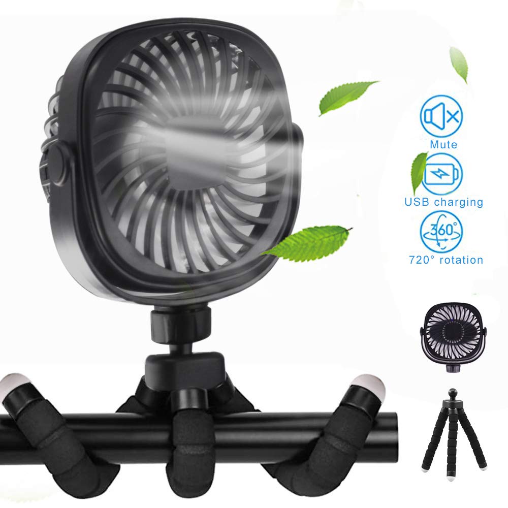 Mini Handheld Fan Portable Stroller Fan with Tripod, 3