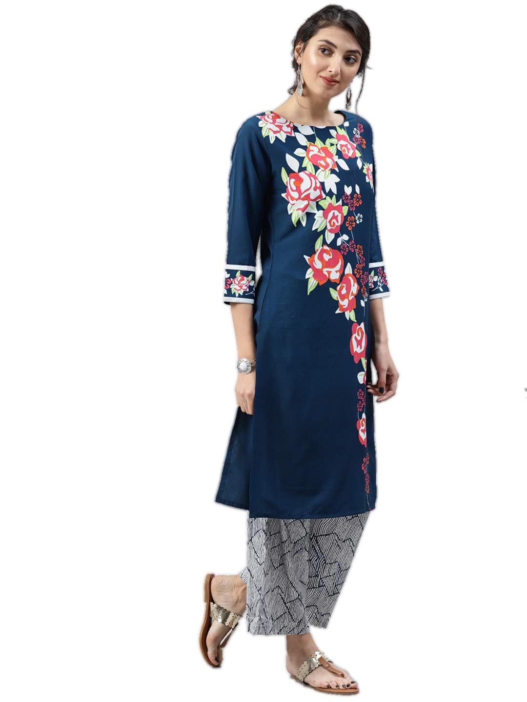 vaamsi crepe digital printed kurti(vpk1507_blue_free size)