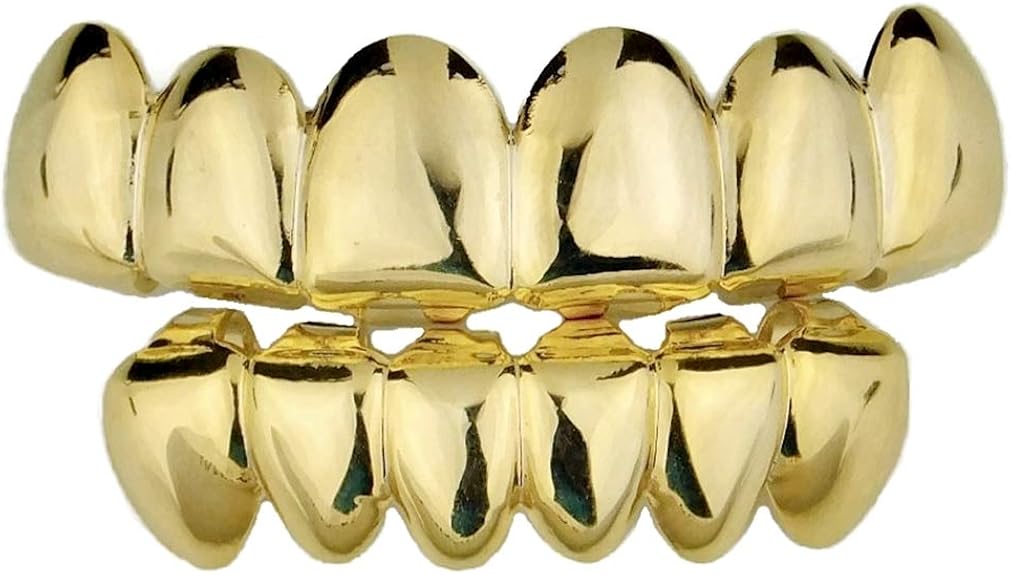14k Gold Plated Grillz Set DeeperCut Grill Top & Bottom
