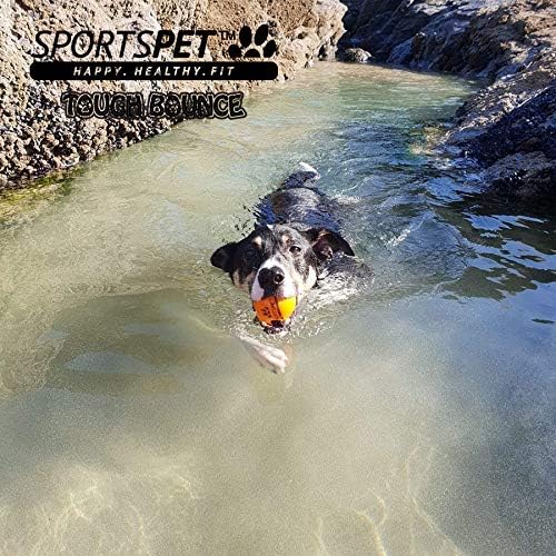 SPORTSPET Tough Bounce Dog Balls, Rubber Dog Ball, Near Indestructible Fetch Toy for Dogs Tennis Ball Size (65mm) Pack of 3 - Image 3