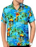 LA LEELA Men's Aloha Hawaiian Shirt Short Sleeve Button Down Casual Beach Party