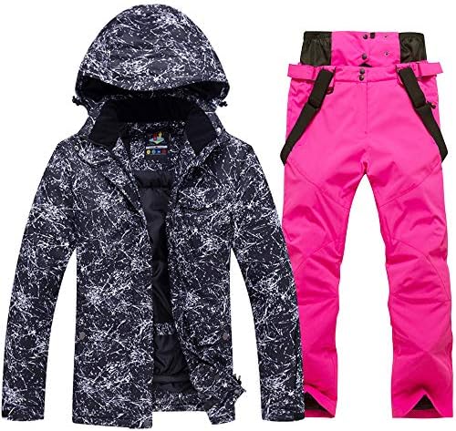 ファッション レディース 防水 防風 秀逸 スキージャケットとパンツ カラフルプリント スノーボード