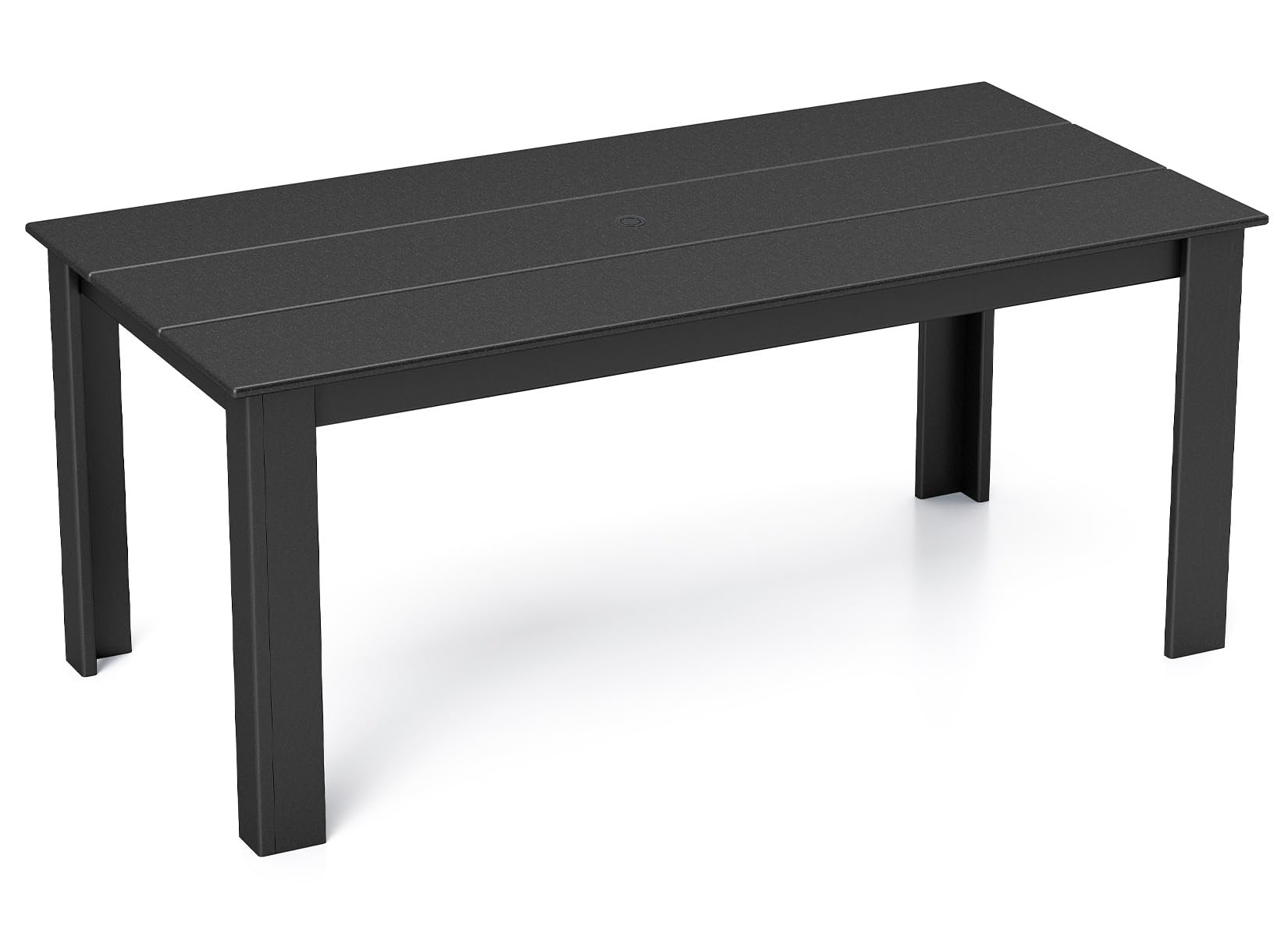 Photo 1 of BRIOPAWS Outdoor Dining Table | HDPE | 67” Patio Rectangle Tables | All Weather | Umbrella Hole | Patio Furniture Set for 4-6 Person | Black