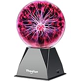 Theefun Plasma Ball 6 Inch Plasma Lamp Touch &amp; Sound Sensitive Plasma Globe | Red Electric Lighting Novelty Light for Parties, Home, Prop, Room Decoration