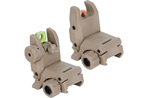 Flip Up Rifle Iron Sights Polymer Fiber Optic Sights Backup Sight Tan for Picatinny