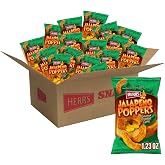 Herr's Jalape&ntilde;o Poppers Flavored Cheese Curls - Made with Cheddar Cheese - 1.23 Ounce (Pack of 24) Great for Bold Flavor Fans