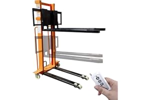 ZMGMAIBAO Electric Pallet Stacker Electric Forklift Capable of Boarding Trucks Pallet Lift 1300lbs Capacity 63" Lifting Height Material Lift with Fixed Legs (Width Adjustable, 63" Lifting)