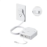 TESSAN Surge Protector Extension Cord 5Ft, Flat Plug Power Strip | 4 Outlets 4 USB Ports(1 USB C) 20W USB C Cable, USB Charger 1050 Joules Protection, Suitable for Home Office Dorm, Grey