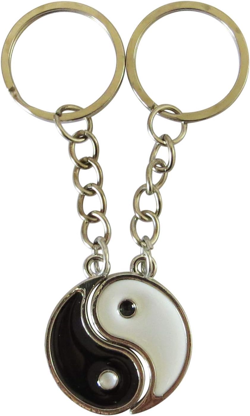 Yin Yang Key Chains, Puzzle Key Rings for Couples, Best Friends and Families. Set of 2 Enamel Key Chains That Fits Together. Perfect Gift for all Occasions.
