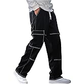 Verdusa Men's Cargo Jeans Streetwear Drawstring Waist Straight Leg Denim Pants with Pockets