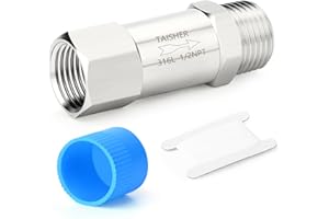 TAISHER 1PCS 316L Stainless Steel 1/2" NPT Male x 1/2" NPT Female Check Valve,Backflow Prevention,One Way Non-Return Check Valves