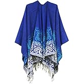 Urban CoCo Women's Retro Style Vintage Pattern Tassel Poncho Shawl Cape Wraps For Women