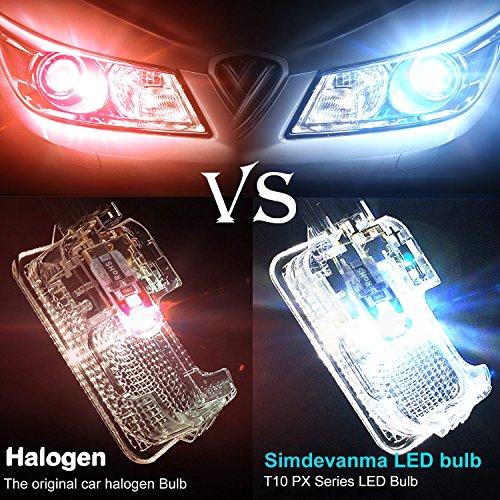 simdevanma Automobile LED Bulbs T10 194 168 175 2825 with 3030 Chipset Xenon White for Interior Dome Map Door Courtesy License Plate Lights Compact Wedge and Set of 8pcs … - Thumbnail 2