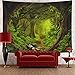 Tushelia Forest Nature Tree Cave Wall Hanging - Misty Forest Stream Through Rainforest Landscape Jungle Creek Psychedelic Tapestry for Living Room