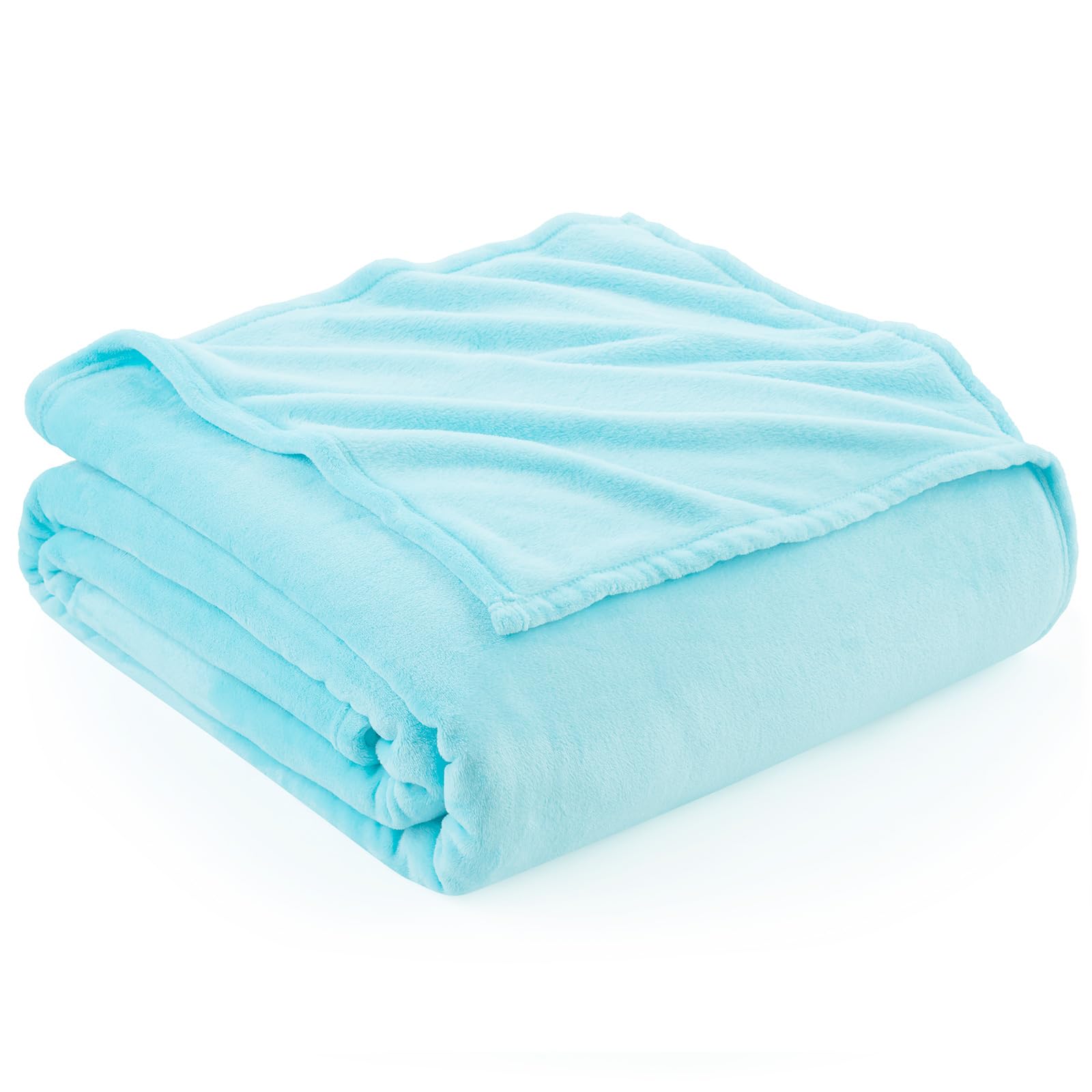 Hansleep Fleece Robin Egg Blue King Blanket, Super Soft Flannel Fuzzy Plush Cozy Blanket for All Seasons, Robin Egg Blue, King 90x108 Inches Image