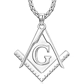 PDTJMTG Masonic Necklace for Men Sterling Silver Necklace Gift for Men Women