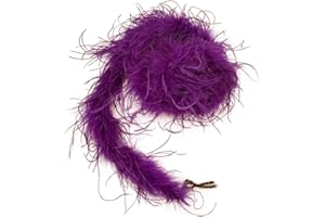 LONDGEN 1ply Ostrich Feather Boa 2Yards for Dance Performance and 1920's Flapper Costume Accessory (Purple)