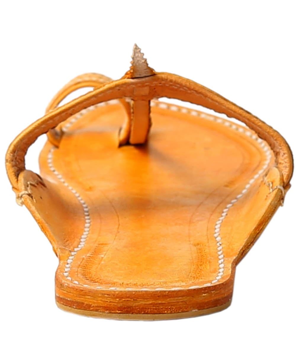 ekolhapuri handmade authentic genuine leather regular light yellow ladies kolhapuri chappal