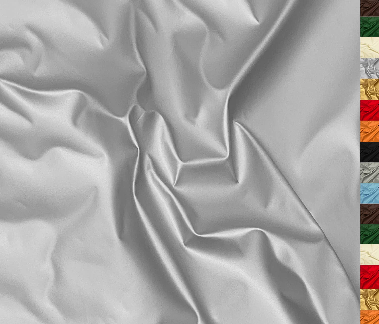A-Express Soft Faux Leather Fabric Spandex Stretch Smooth Matt Matte Leatherette Vinyl Material 140cm 55" Wide 230gsm One Way Stretch Sold Per Meter - 5 Meters 500cm x 140cm Silver