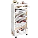 AGTEK 5 Tier Rolling Utility Cart, Book Cart with