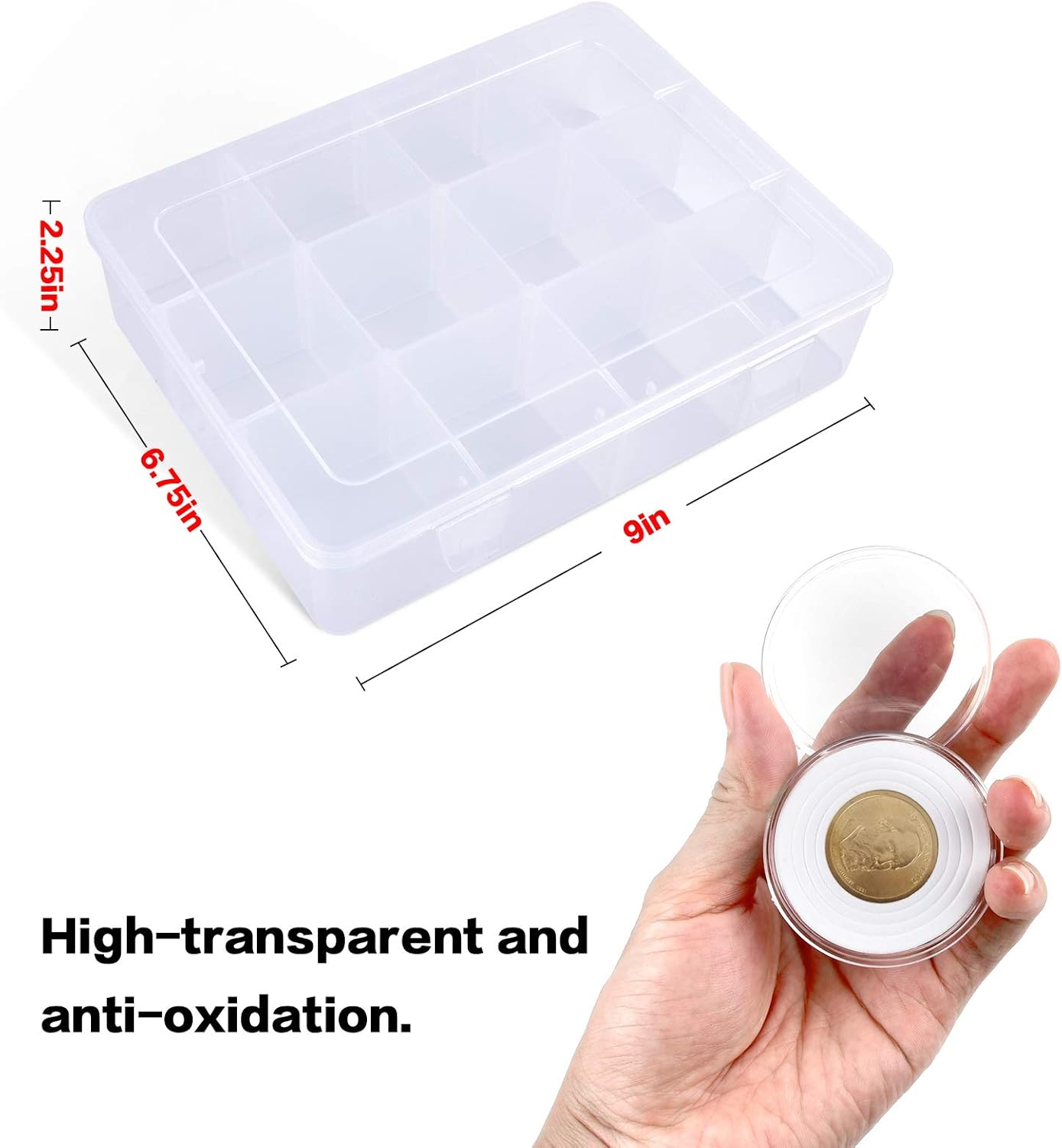 84 Pieces 46 mm Coin Capsules, with Foam Gasket and Plastic Storage Organizer Box, Coins Holder Collector Case for Coin Collection Supplies 6 Sizes (20/25/27/30/38/46mm) - Transparent : Office Products