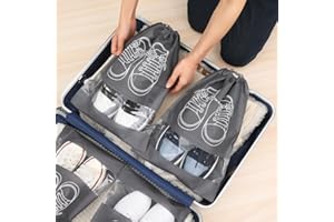 2Pcs Travel Shoe Storage Bag Non Woven Fabric Drawstring Closure Moisture Proof Anti Yellowing Cushioning for Home Closet, Bl