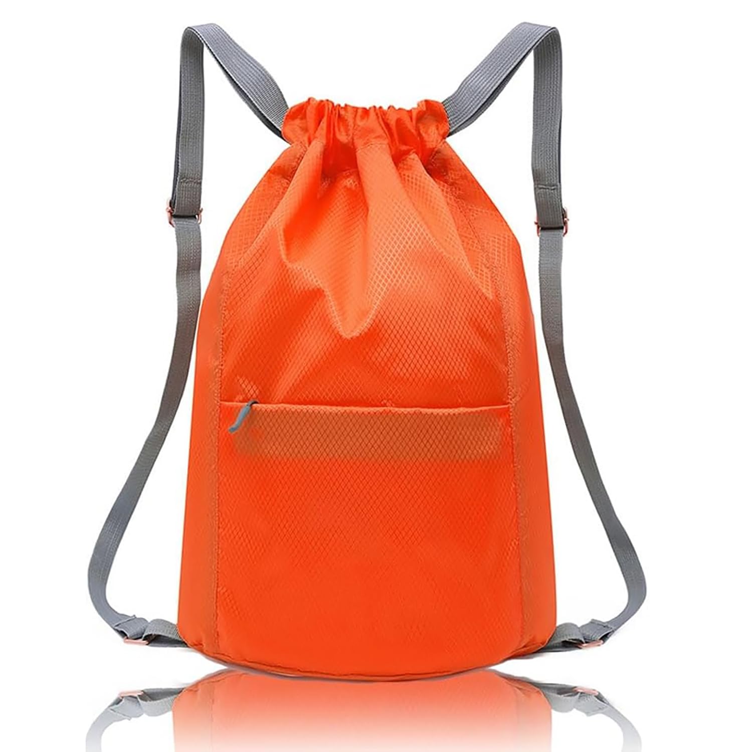 SHENGRUI Drawstring Bag Waterproof Swim PE Bag Unisex Large Sports String Backpack Oxford Fabric Gym Sack for School Travel Swimming Holidays Climbing Hiking (45 * 30,Orange)