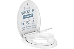 YASFEL Toilet Seat with Toddler Toilet Seat Built in, Plastic, Elongated Slow Close with Magnets For Potty Training For Kids & Adults (White, 18.5”)