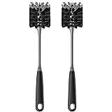 MR.SIGA Long Handle Bottle Brush, Flexible Scrub Brush for Water Bottles, Glasswares, Mugs, Black, 2 Pack