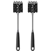 MR.SIGA Long Handle Bottle Brush, Flexible Scrub Brush for Water Bottles, Glasswares, Mugs, Black, 2 Pack