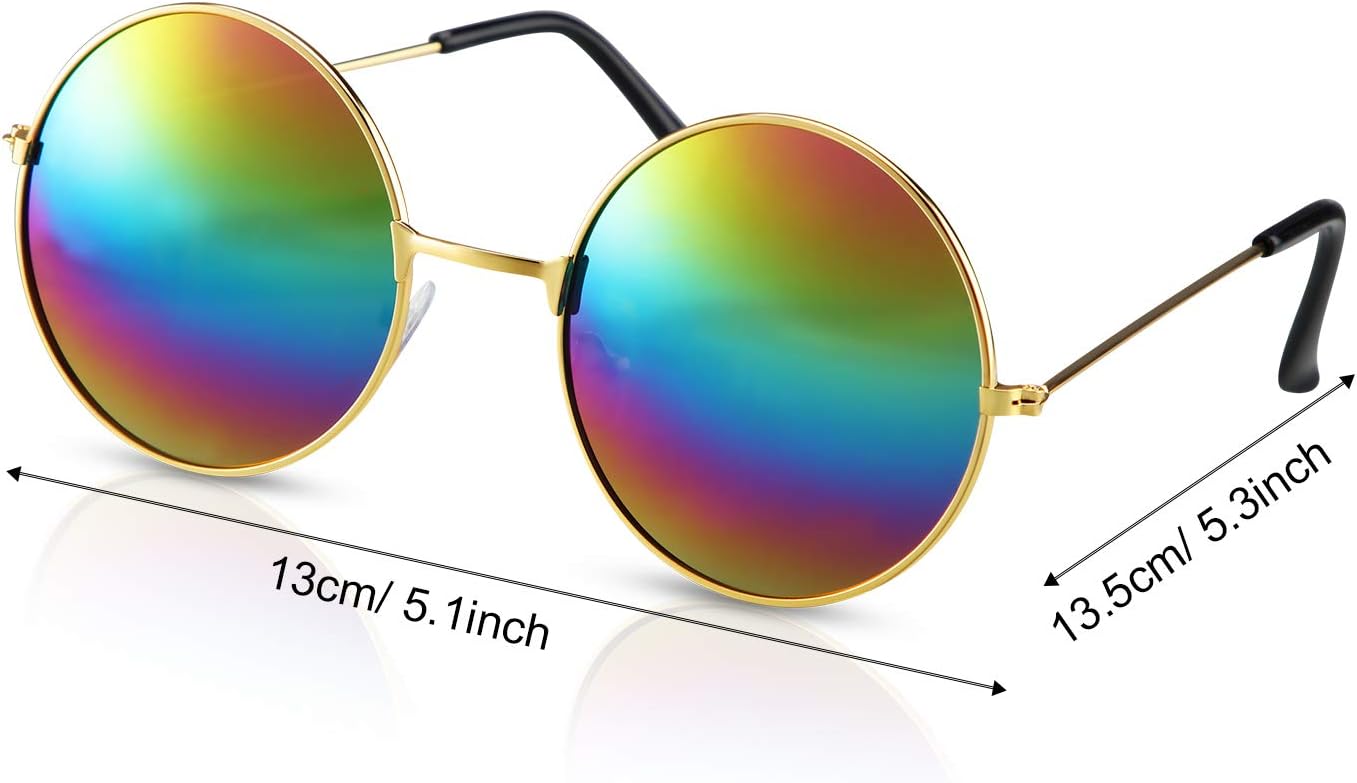 Hicarer Hippie Costume Set Include Sunglasses, Headband, Peace Sign Necklace and Earring (Rainbow Colorful Style) - Image 4