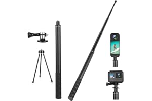 Mippko Invisible Selfie Stick for Insta360 ONE X4,X3,X2,X,One R,One RS,GO 2,GO 3/GoPro/DJI/AKASO/SJCAM Action Cameras,Extendable 61.8" / 157 cm Long Aluminum Alloy Rod with Tripod Accessory