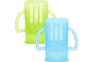 SHUNTING Squeeze Proof Holder for Food Pouches & Juice Boxes, Universal Multipurpose Design, Makes Baby More Fond of Self-Feeding, Prevent Messes, Food Safe (Blue-Green)