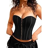 ChiaoLezhee Sexy Strapless Corset For Women, Lace Up Backless Crop Tube, Going Out Bandeau Top