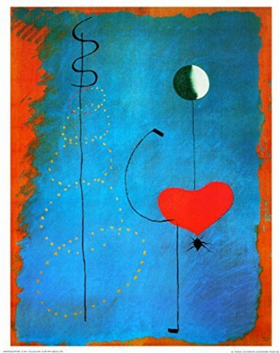 Ballarina (Ballerina) II by Joan Miro 20x16 Art Print Poster Heart Rings Blue