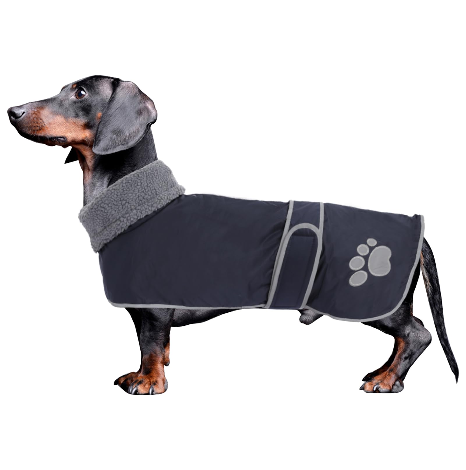 Dog Winter Coat Thermal Quilted Dachshund Coat,with warm flannel Lining,Geyecete waterproof Outdoor Dog Apparel with Adjustable Bands for Small,Medium,Large Dog-Navy-S
