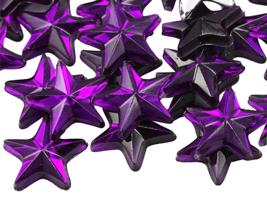 Allstarco Star Rhinestones Embelishments 8mm Flat Back Acrylic Plastic Gems for Jewelry, Crafts, Costumes, Invitations, Cosplay - 100 Pieces (Purple Amethyst JG21)