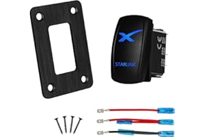 Universal 12V/24V Blue LED Rocker Switch Kit for Starlink Antenna Router ON-Off SPST 5 Pin Waterproof Toggle Switch with Pane
