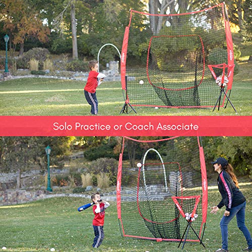 Zupapa 7x7 Feet Baseball Softball Hitting Pitching Net Tee Caddy Set