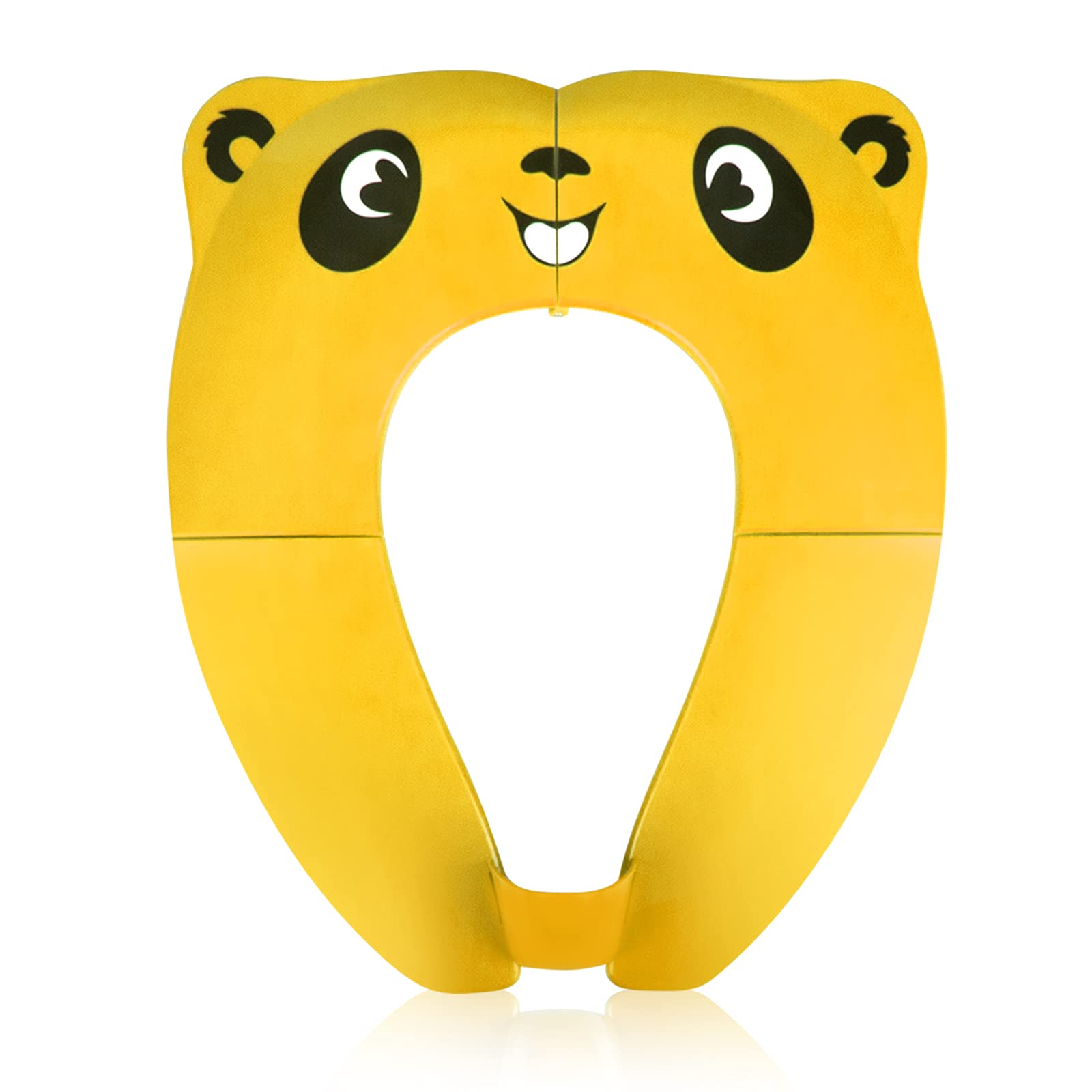 Pejoye Portable Toilet Training Seat for Kids, Foldable Toilet Seat Toddler, Travel Toddler Toilet Seat in ABS Material with 8 Anti Slip Silicon Pads and 1 Carry Bag, Yellow Panda