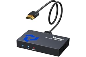 4K HDMI Splitter 1 in 2 Out w/5Ft Cable & Metal Case, Yinker 1x2 HDMI Splitter Mirror 1 Video on Dual Monitors (Not Extended 