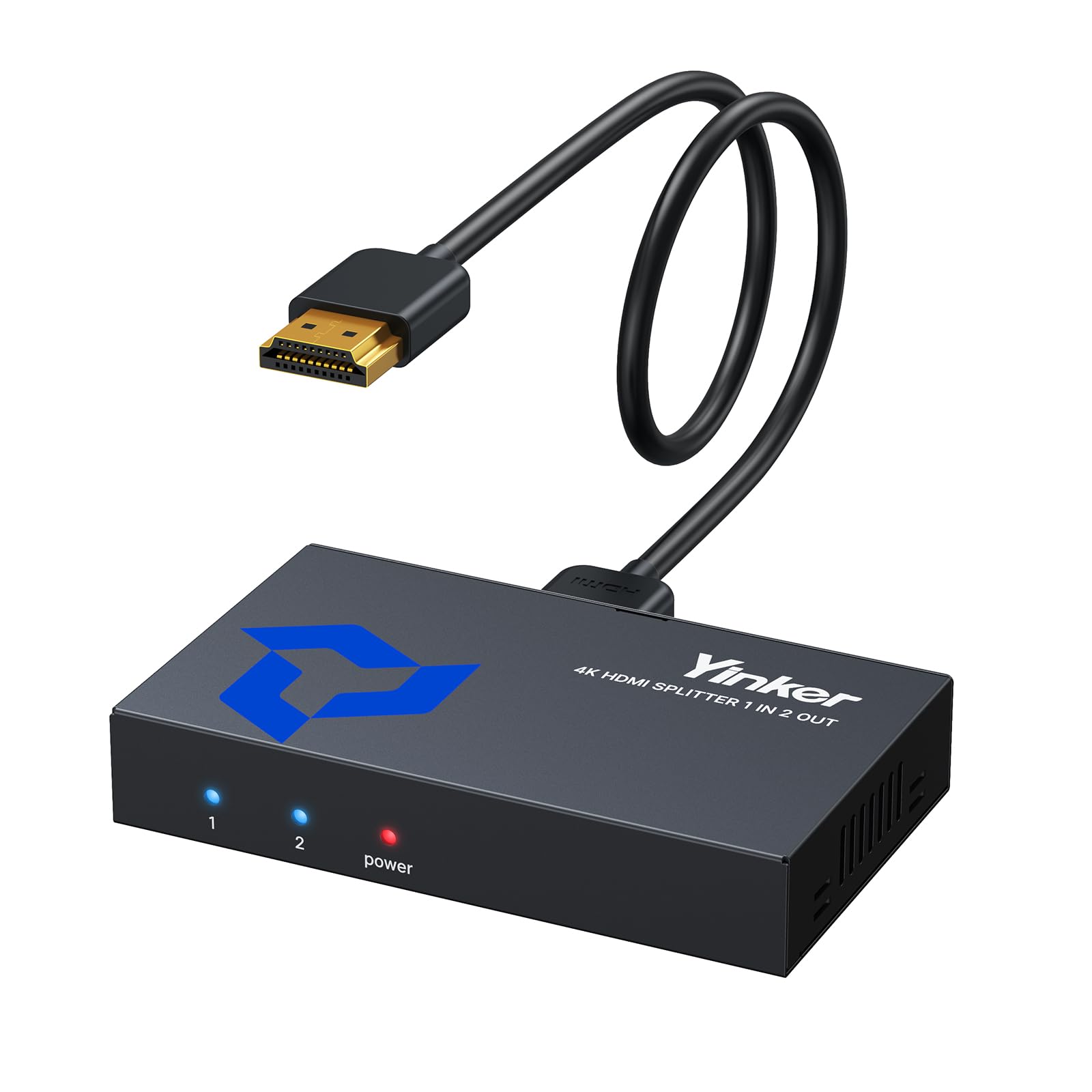 Photo 1 of 4K HDMI Splitter 1 in 2 Out w/5Ft Cable, Yinker 1x2 HDMI Splitter Mirror 1 Video on Dual Monitors (Not Extended Display), USB Powered Splitter Supports 4K@30Hz, 3D,1080P@60Hz