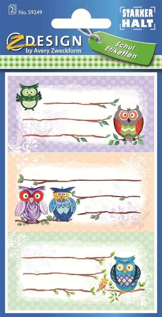 AVERY Zweckform 59249 Book Labels Owl (Strong Hold) 6 Stickers