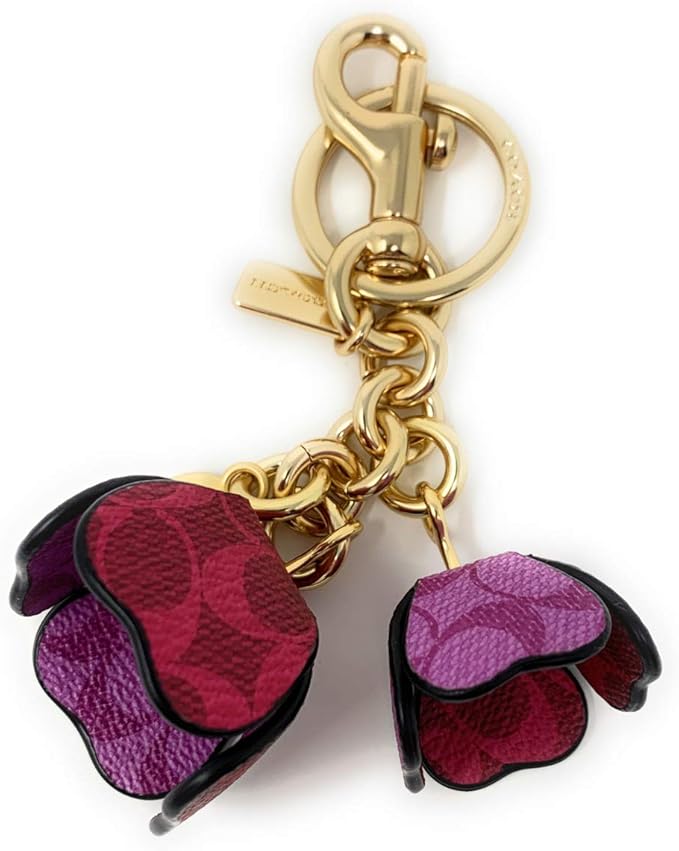 Coach Signature Tea Rose Bag Charm Key Chain Magenta 90020 at Amazon Women’s Clothing store