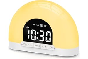 TE-RICH Wake Up Light Sunrise Alarm Clock for Kids, Adults, Heavy Sleepers, Bedroom, Sunlight Alarm Clock with Sunrise Simulation, Dual Alarms, Night Light, Snooze, 7 Alarm Sounds, 7-5-2 Modes, Ideal for Gift