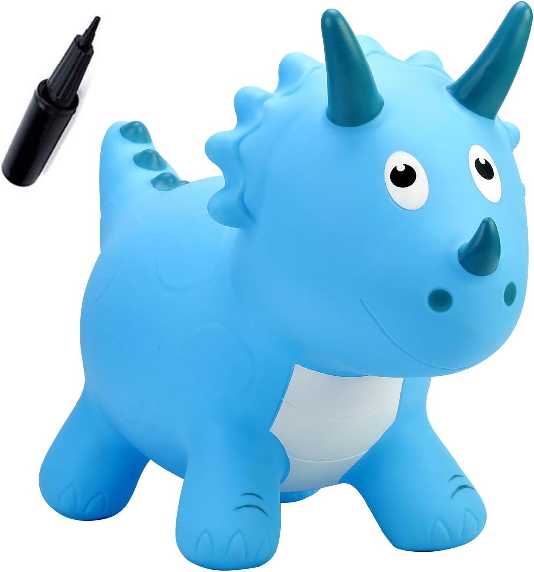EVERICH TOY Dinosaur Bouncy Horse,Hopping Toys,Bouncy Animals Hopper, Inflatable Triceratops Bouncer,Ride On Animals Toys