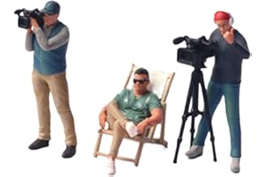 Fenteer 3 Pieces 1:64 Miniature Figures Miniature People Figurines Director Cinematographers Layout Props Small Micro Landsca