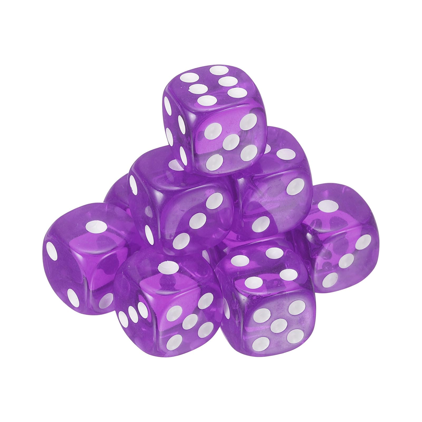 sourcing map 10Pcs 6 Sided Acrylic Dice, 18mm/0.71" Rounded Corner Translucent Colored D6 Game Dice for Theme Party Fun Table Board Games, Purple