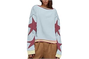 fnnxeal Trendy Sweatshirts for Women 2024 Fall Fashion Long Sleeve Crewneck Sweatshirt Oversized Star Graphic Pullover Tops